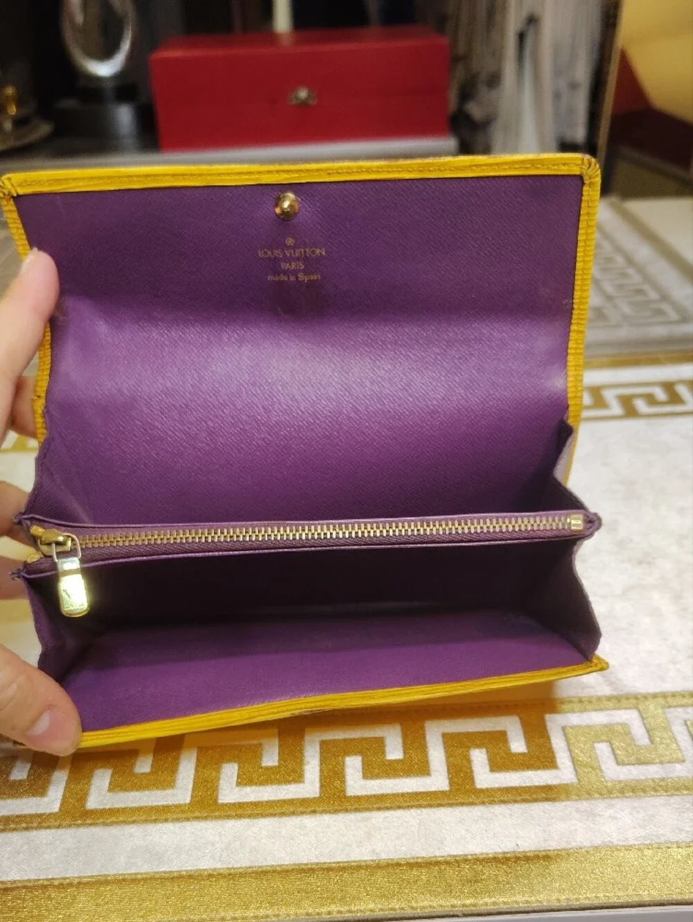 Louis Vuitton Yellow Epi Leather Fold-Over Wallet Porte Tresor internat'l Long